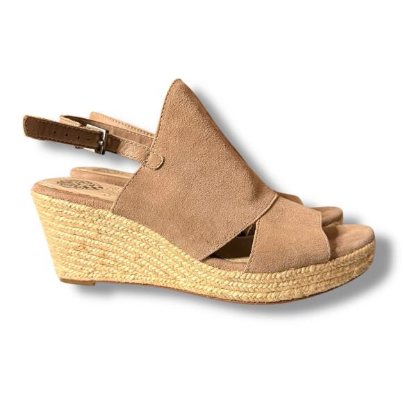 Vince Camuto Espadrille Wedge Sandals Womens Beige Suede Sling Back 10M - Picture 5 of 9